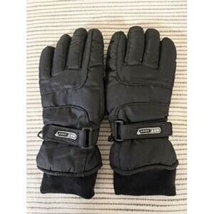 Hot Paws Mens Black Fleece Lined Winter Ski Gloves Adjustable Wrist Strap Medium